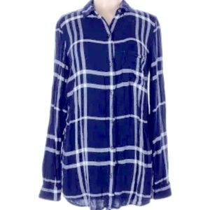 NWOT Women Liz Claiborne blue and white flannel nightshirt sleepwear